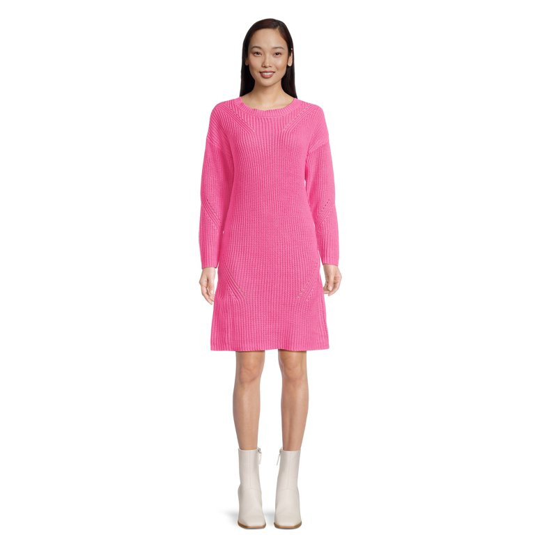 Time and Tru Women's Shaker Knit Sweater Dress, Sizes XS-XXXL - Walmart.com | Walmart (US)
