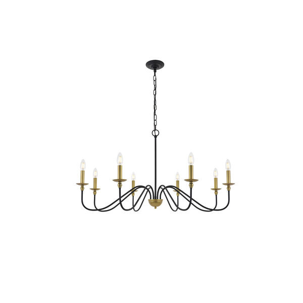 Rohan Matte Black and Brass Eight-Light Chandelier | Bellacor