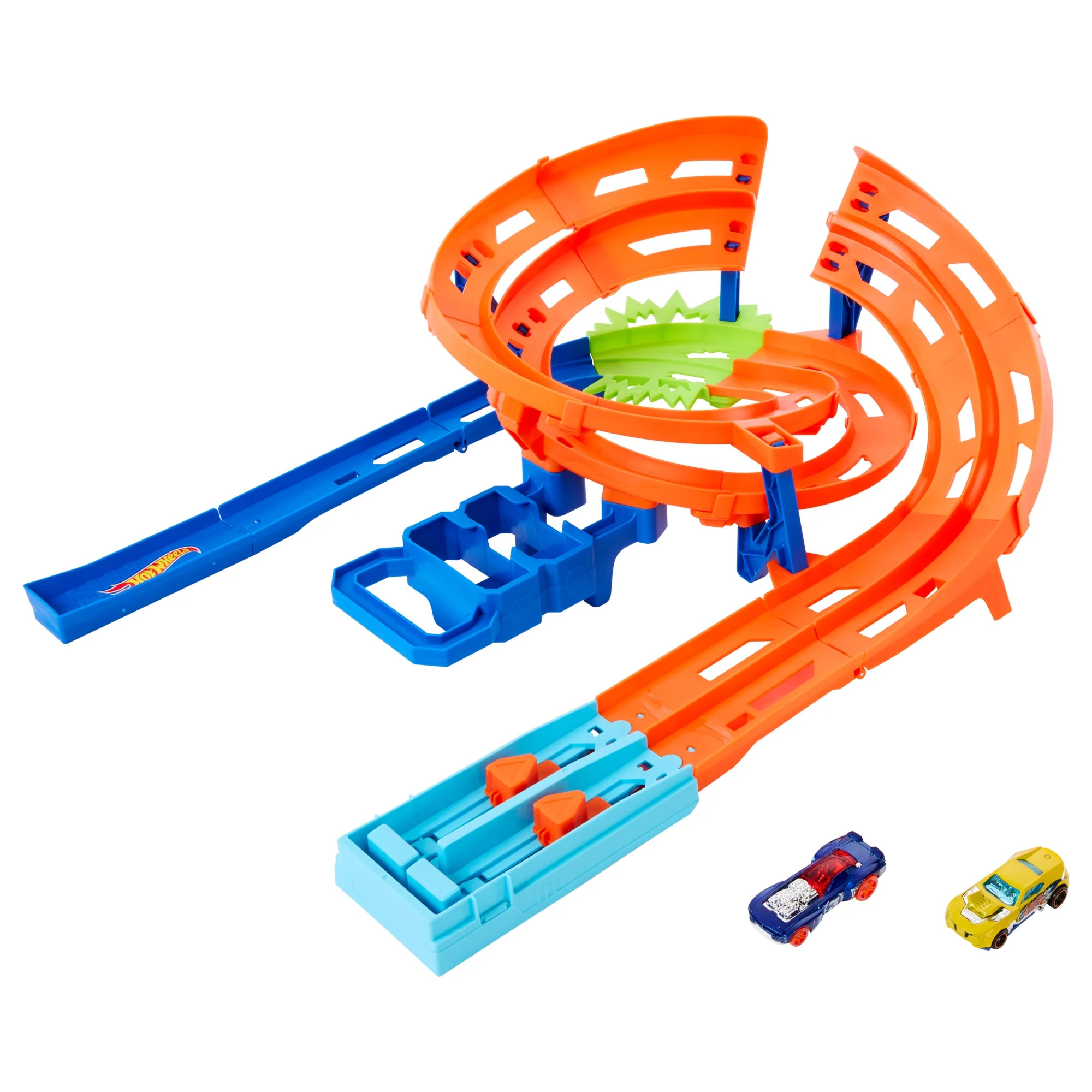 Hot Wheels Whip Around Raceway Track Set, Includes 2 Toy Cars in 1:64 Scale, Easy Storage | Walmart (US)