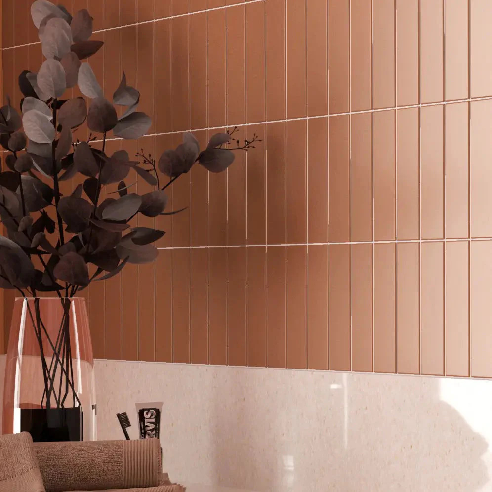 Groove Terracotta Matte Ceramic Subway Tile | Tile Club