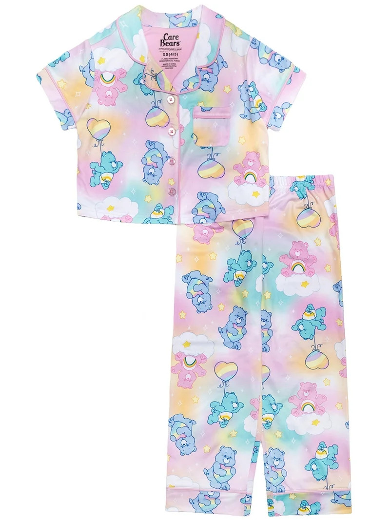 Care Bears Girls 2-Piece Jersey Short Sleeve Top and Pant Coat Pajama Set, Sizes 4-12 | Walmart (US)