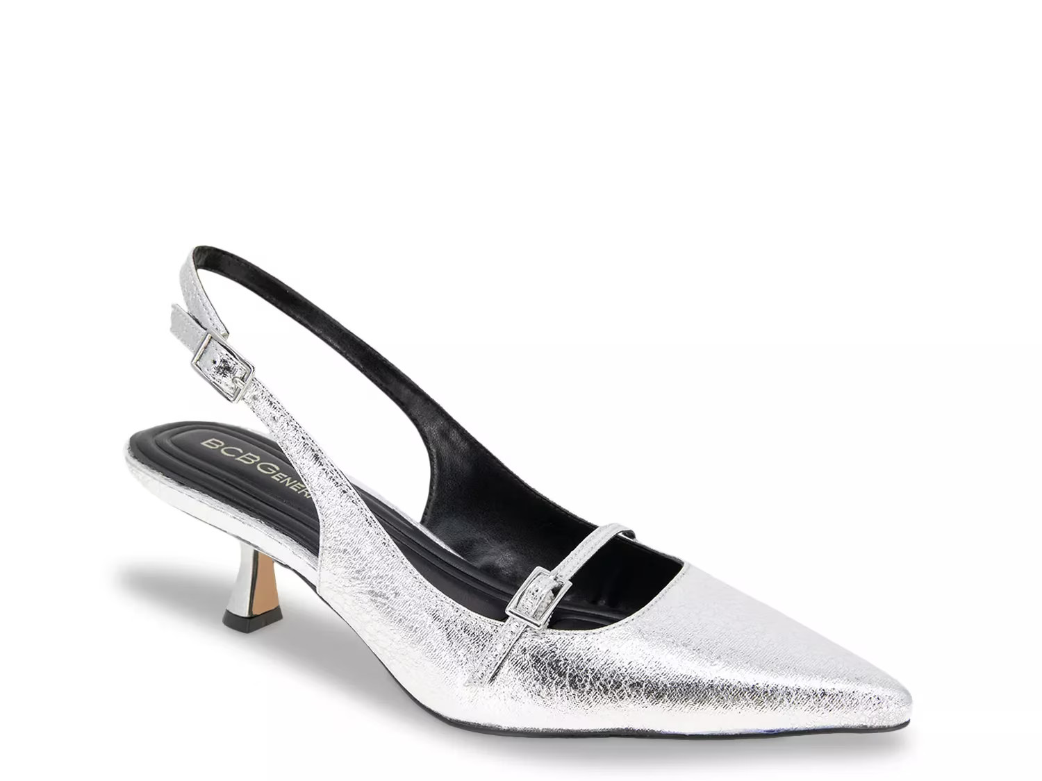 BCBGeneration Kami Pump | Women's | Silver Metallic | Size 9 | Pumps | Kitten | Slingback | DSW