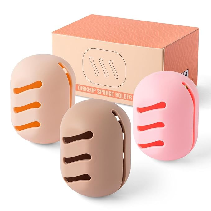 3pcs Makeup Sponge Holder,Silicone Beauty Makeup Blender Case For Travel,Travel Essentials Powder... | Amazon (US)