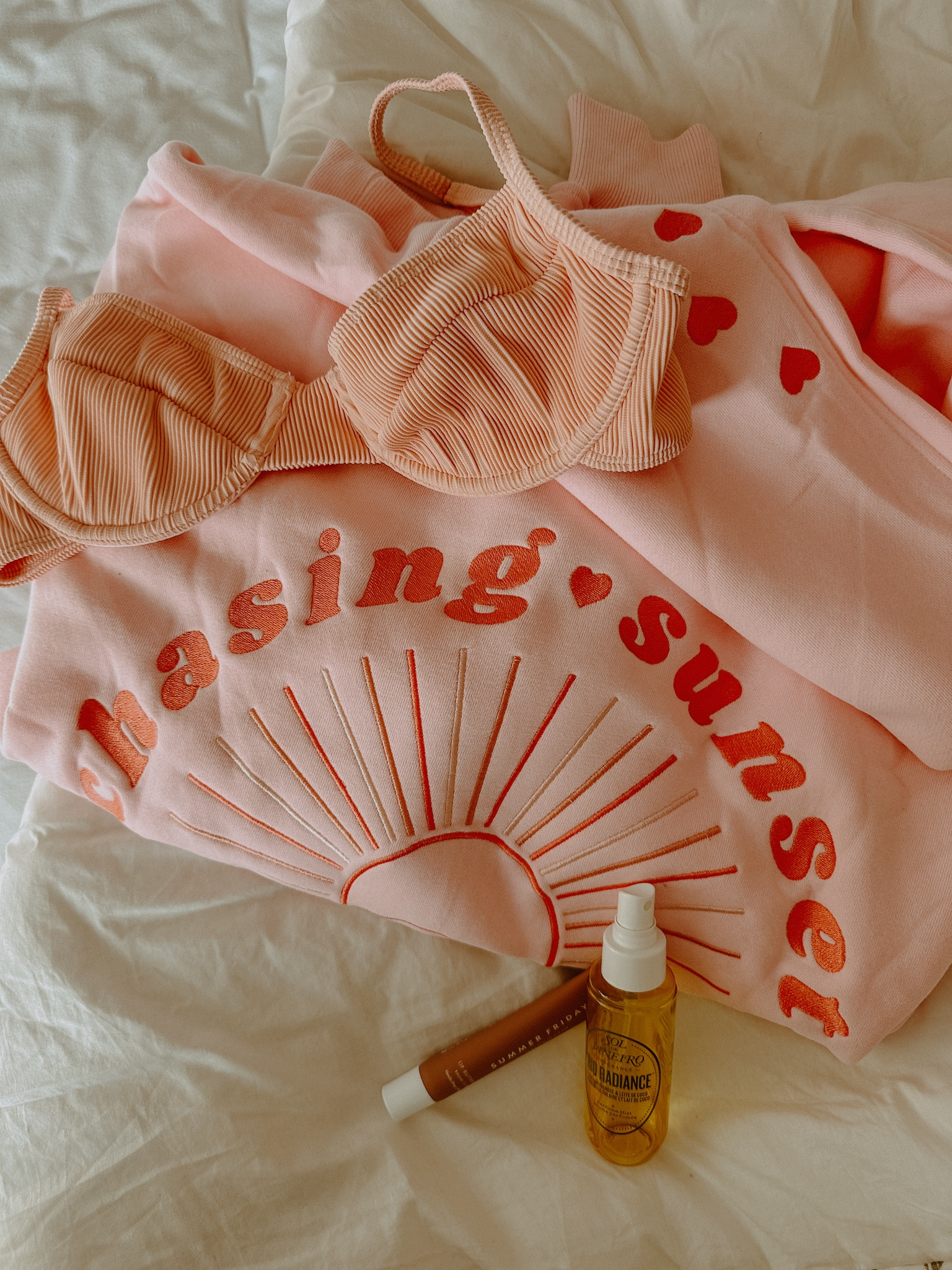 SUMMER ESSENTIALS !!  
hoodie is from pink palm puff:) 

#LTKSeasonal #LTKSwim #LTKFestival