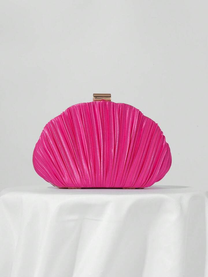 Satin Pleated Box-Shaped Evening Bag, Banquet Bag, Formal Gown Bag, Prom Clutch, Chain Strap Shou... | SHEIN