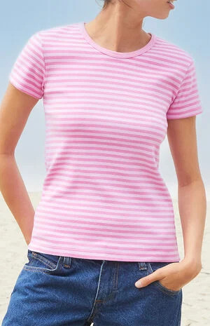 John Galt Pink Striped Hailie T-Shirt | PacSun