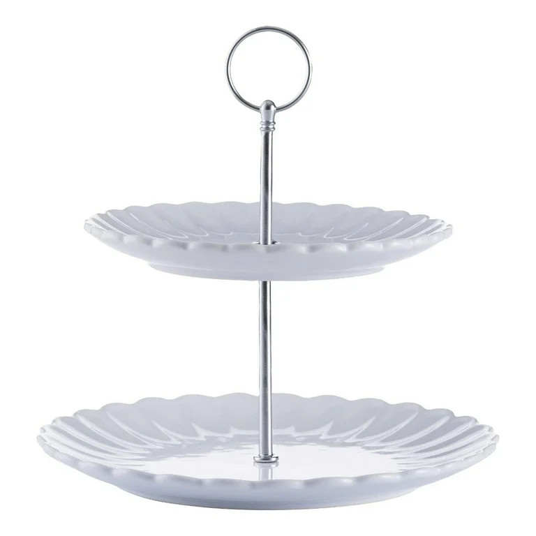 Price & Kensington Luxe Two-Tier Cake Stand | White | Walmart (US)