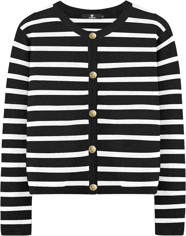 AUTOMET Womens Cardigans Striped Sweaters 2024 Fall Fashion Outfits Clothes Open Front Button Dow... | Amazon (US)