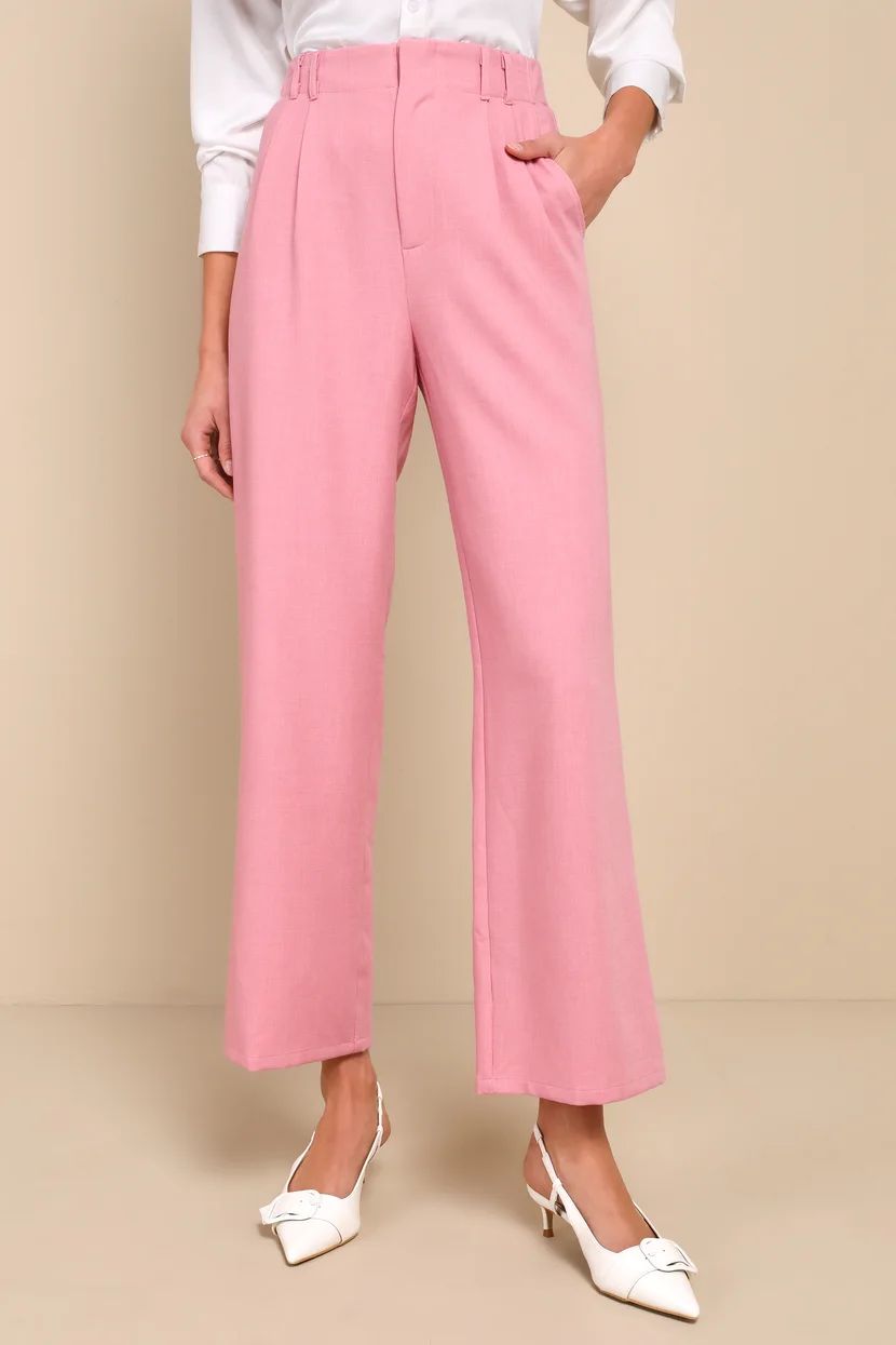 Inspiring Poise Light Pink High Rise Straight Leg Trouser Pants | Lulus