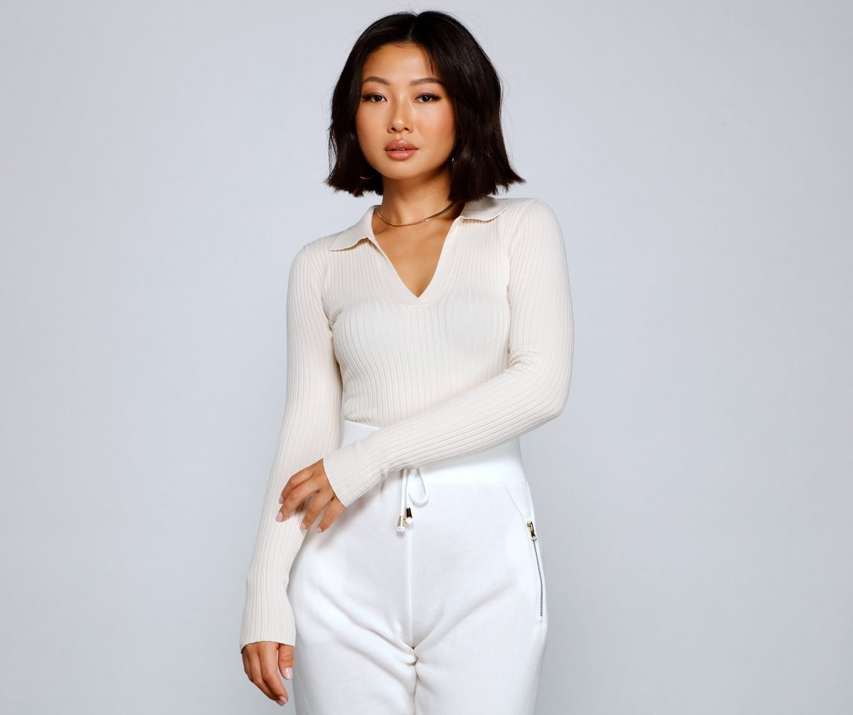 Collared and Chic Ribbed Top | Windsor Stores