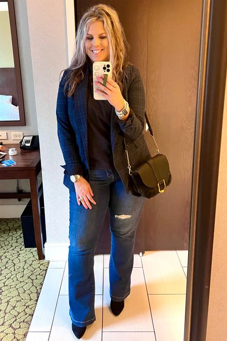 ✨SIZING•PRODUCT INFO✨
⏺ Navy Plaid Double Breasted Blazer •• M •• TTS •• Walmart 
⏺ Linked similar flare jeans 
⏺ Lacy Mockneck Dicky •• Amazon
⏺ Black Fur Crossbody Bag •• Walmart 

📍Say hi on YouTube•Tiktok•Instagram ✨Jen the Realfluencer✨ for all things midsize-curvy fashion!

👋🏼 Thanks for stopping by, I’m excited we get to shop together!

🛍 🛒 HAPPY SHOPPING! 🤩

#walmart #walmartfinds #walmartfind #walmartfall #founditatwalmart #walmart style #walmartfashion #walmartoutfit #walmartlook  #amazon #amazonfind #amazonfinds #founditonamazon #amazonstyle #amazonfashion #blazer #blazerstyle #blazerfashion #blazerlook #blazeroutfit #blazeroutfitinspo #blazeroutfitinspiration #denimoutfit #jeansoutfit #denimstyle #jeansstyle #denim #jeans #style #inspo #fashion #jeansfashion #denimfashion #jeanslook #denimlook #jeans #outfit #idea #jeansoutfitidea #jeansoutfit #denimoutfitidea #denimoutfit #jeansinspo #deniminspo #jeansinspiration #deniminspiration  #workwear #work #outfit #workwearoutfit #workwearstyle #workwearfashion #workwearinspo #workoutfit #workstyle #workoutfitinspo #workoutfitinspiration #worklook #workfashion #officelook #office #officeoutfit #officeoutfitinspo #officeoutfitinspiration #officestyle #workstyle #workfashion #officefashion #inspo #inspiration #slacks #trousers #professional #professionalstyle #professionaloutfit #professionaloutfitinspo #professionaloutfitinspiration #professionalfashion #professionallook #dresspants 
#under10 #under20 #under30 #under40 #under50 #under60 #under75 #under100 #affordable #budget #inexpensive #budgetfashion #affordablefashion #budgetstyle #affordablestyle #curvy #midsize #size14 #size16 #size12 #curve #curves #withcurves #medium #large #extralarge #xl  


#LTKcurves #LTKworkwear #LTKunder50