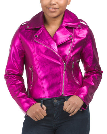 Crackle Metallic Moto Jacket | TJ Maxx