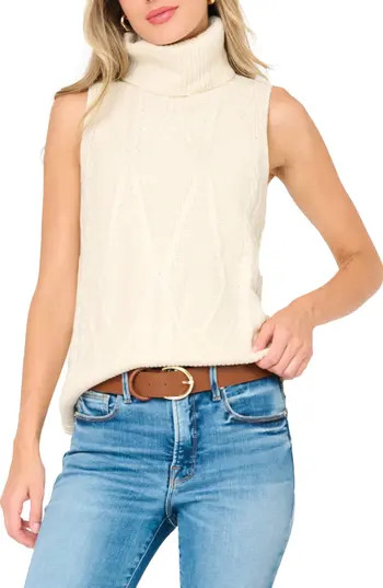 GIBSONLOOK Cable Stitch Sleeveless Turtleneck Sweater in Cream at Nordstrom Rack, Size X-Small | Nordstrom Rack