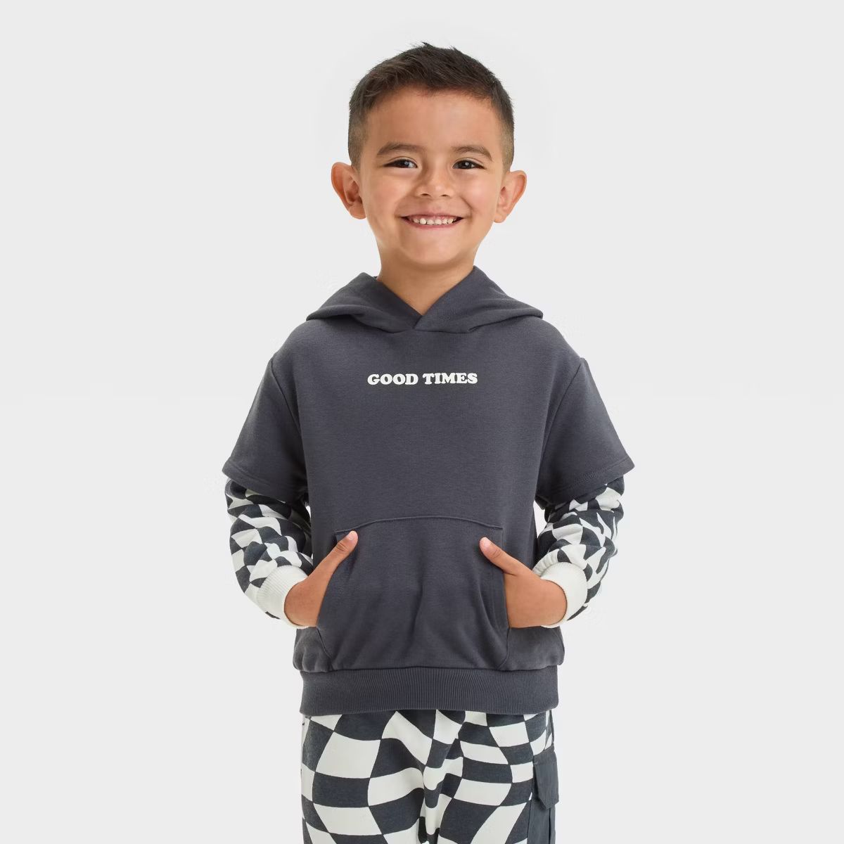 Grayson Mini Toddler Boys' Good Times French Terry Pullover Hoodie T-Shirt - Black | Target