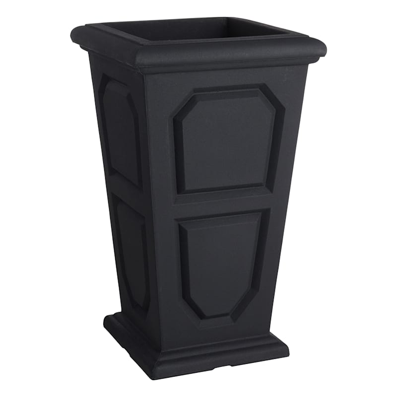 All-Weather Lead Black Versailles Square Planter, 25" | At Home