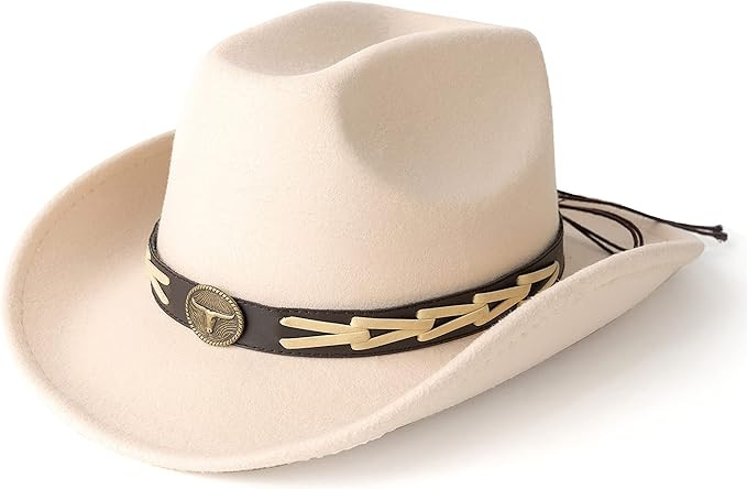 Lisianthus Men & Women's Felt Wide Brim Western Cowboy Outdoor Fedora Hats with Belt | Amazon (US)