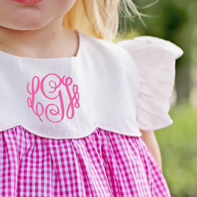Pink Gingham Scalloped Amelia Bubble | Classic Whimsy