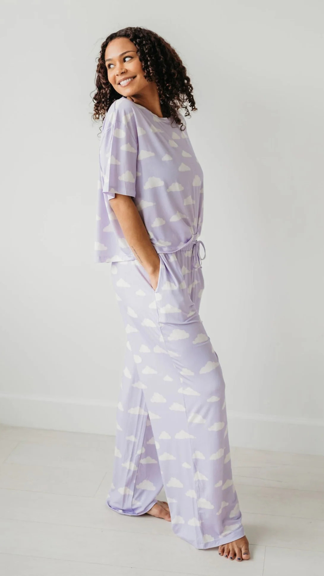 Womens T-Shirt Lounge Set In Lavender Skies | Silks Design