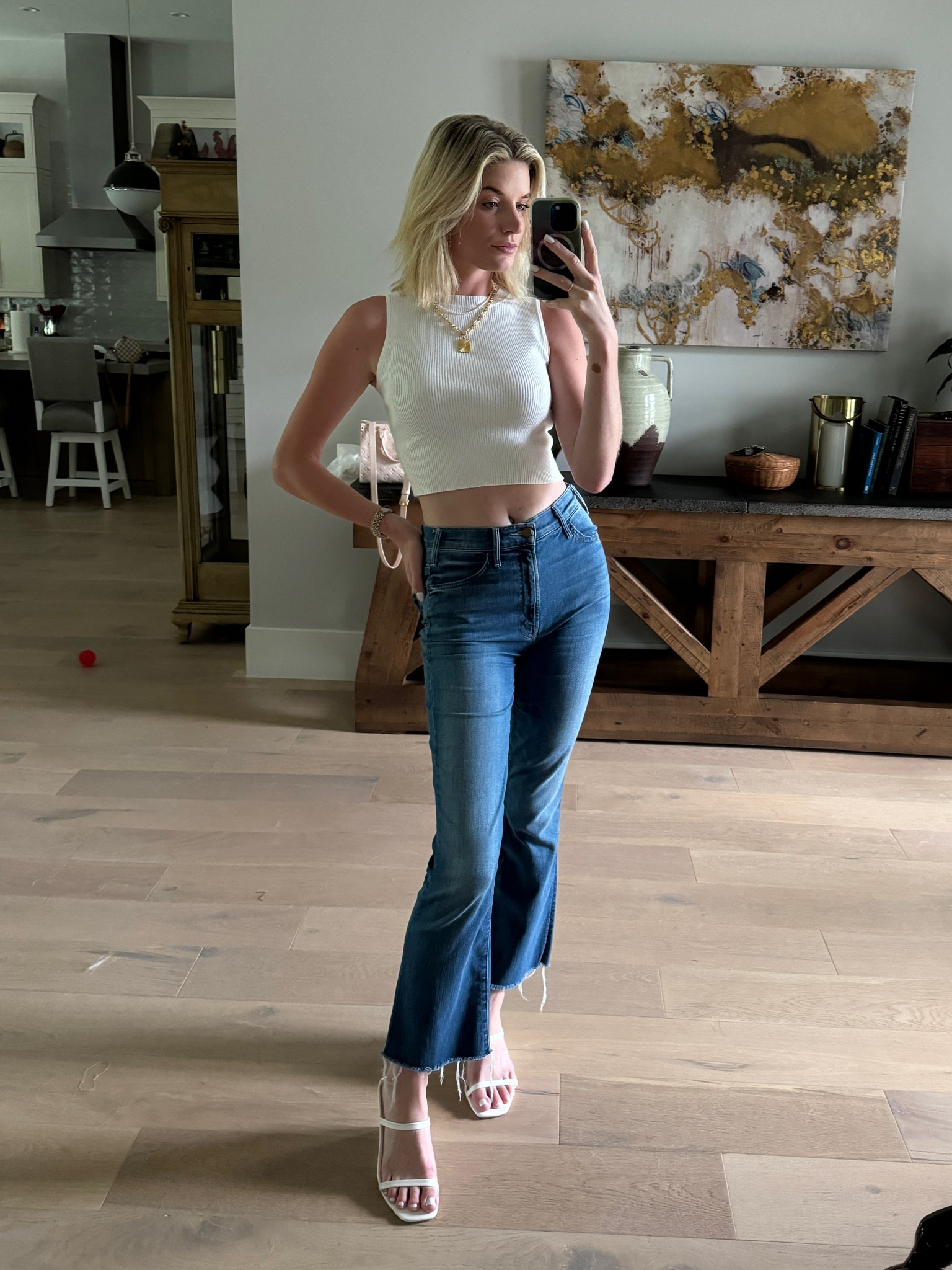 My daily outfit for summer errands! These high rise flare jeans are my favorite and SO flattering. My wedges are on sale and from Amazon! 

#LTKSummerSales #LTKFindsUnder100 #LTKSaleAlert