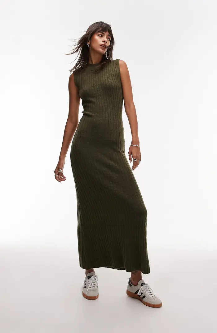 Sleeveless Rib Midi Sweater Dress | Nordstrom