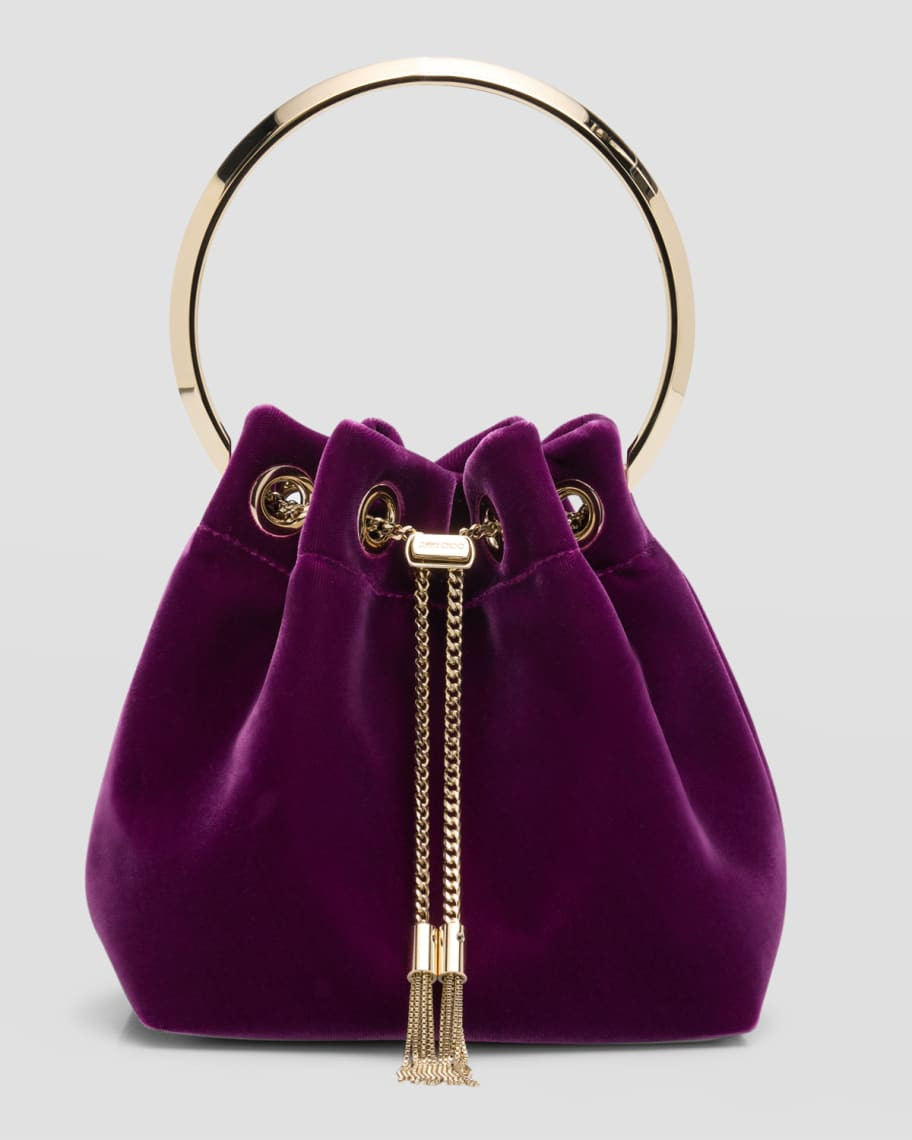 Jimmy Choo Bon Bon Velvet Bucket Top-Handle Bag | Neiman Marcus