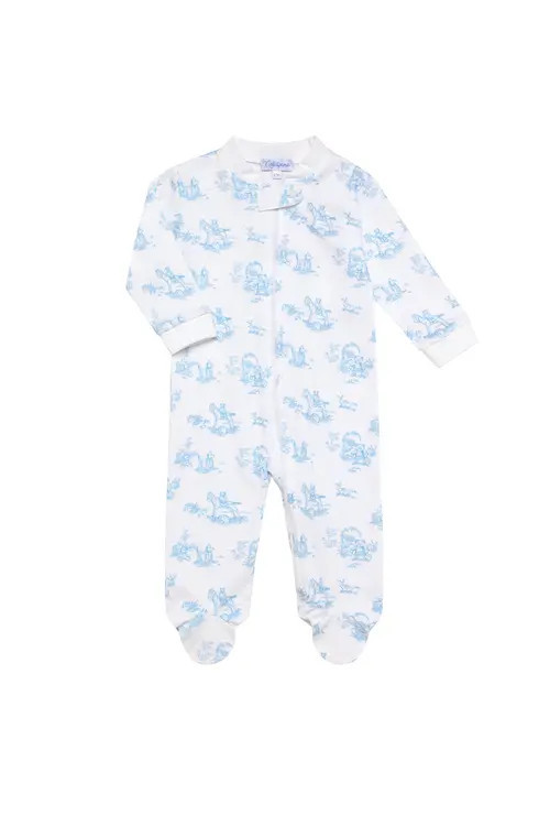 Nellapima Blue Toile Zipper Footie - Baby at Nordstrom, Size Newborn | Nordstrom