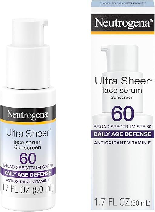 Neutrogena Ultra Sheer Face Sunscreen with Vitamin E & SPF 60, Sunscreen for Face with Broad Spec... | Amazon (US)