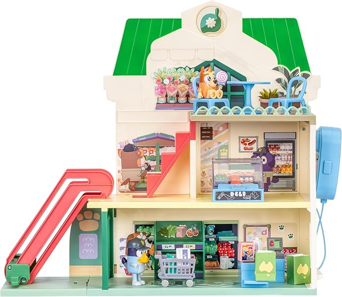 Bluey and Bingo Supermarket Playset with Escalator, Pretend Play Toys for Toddlers, Sounds and 15... | Amazon (US)