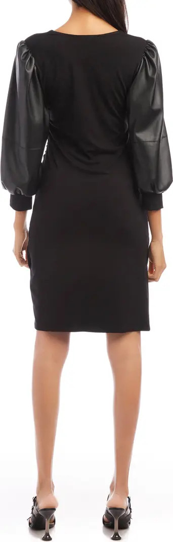 FIFTEEN TWENTY Faux Leather Ballon Sleeve Mixed Media Dress | Nordstrom | Nordstrom