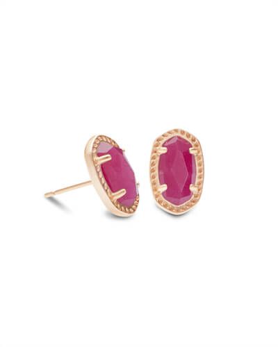 Emery Rose Gold Stud Earrings in Maroon Jade | Kendra Scott