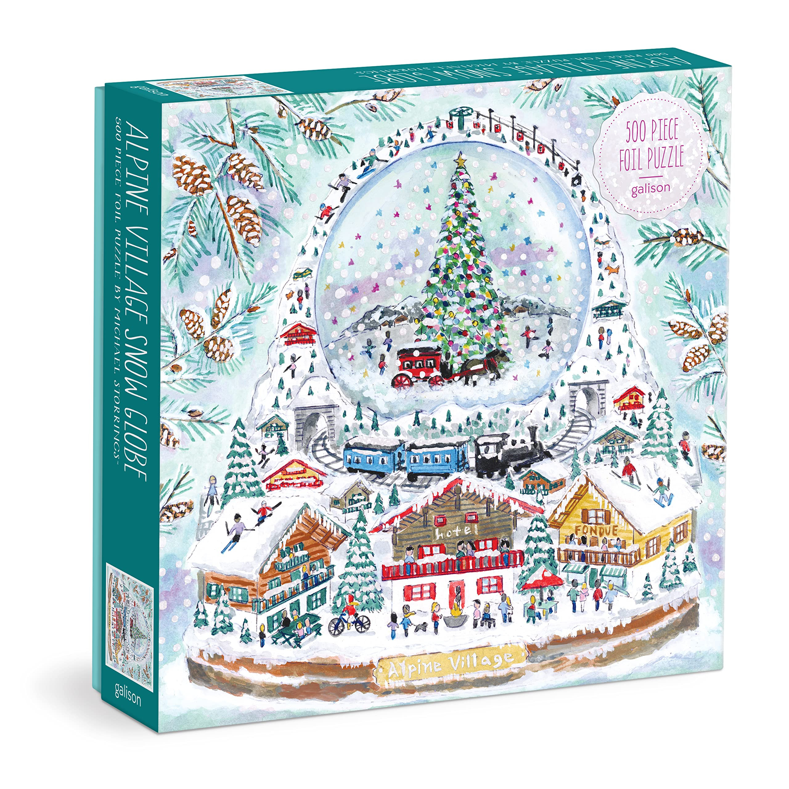 Galison Michael Storrings Alpine Village Snow Globe – 500 Piece Foil Puzzle of Christmas Snow F... | Amazon (US)
