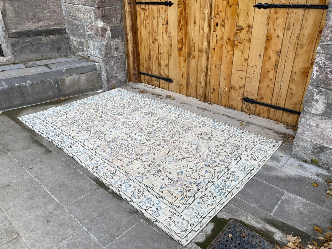 Turkish Large Rug, Turkish Rug, Vintage Rug, Oushak Rug, Blue Oushak Rug,5.3x8.6ft, Large Oushak ... | Etsy (US)