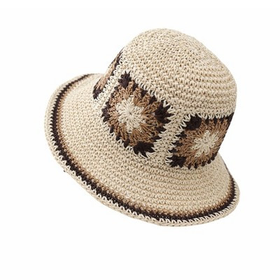 Anna-Kaci Women Bucket Hat Wide Brim Crochet Pattern Lightweight Casual Sun Hat, Beige | Target