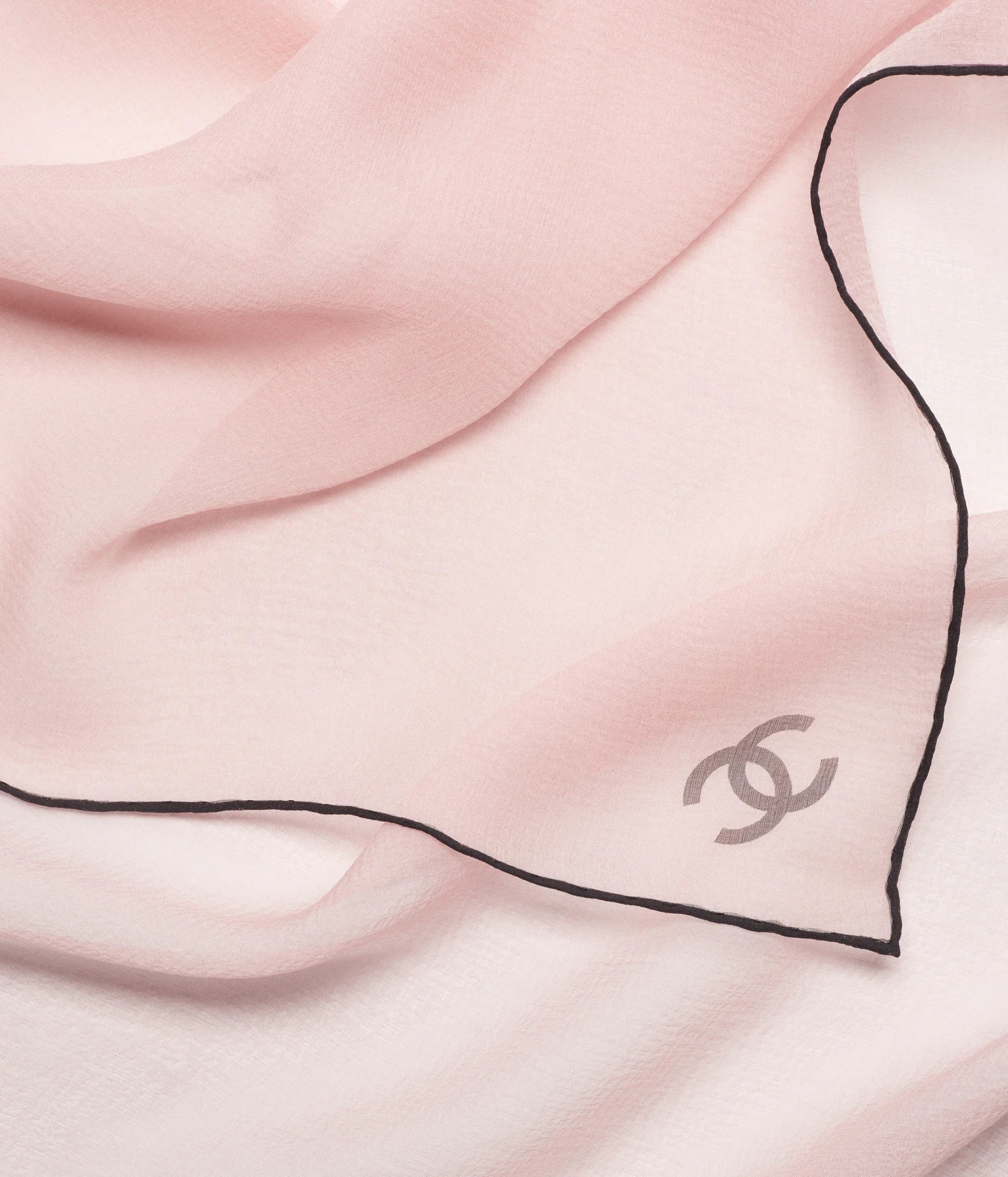 Square scarf - Silk muslin, pink & black — Fashion | CHANEL | Chanel, Inc. (US)