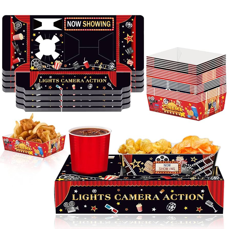 48PCS Movie Night Party Supplies, 24 Snack Tray Boxes & 24 Small Food Trays Disposable Movie Nigh... | Amazon (US)