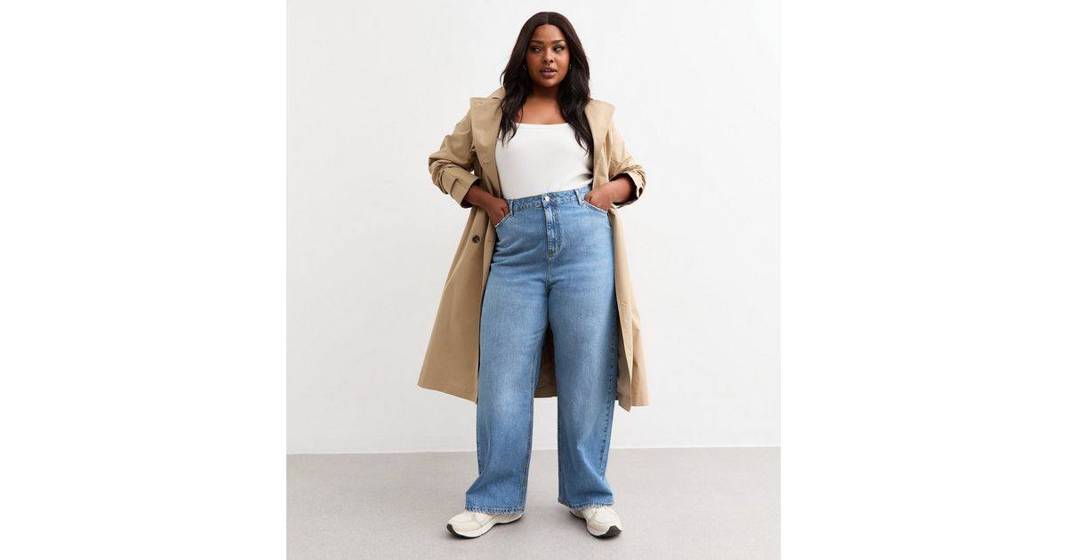 Curves Blue Adalae High Waisted Wide Leg Jeans | New Look | New Look (UK)