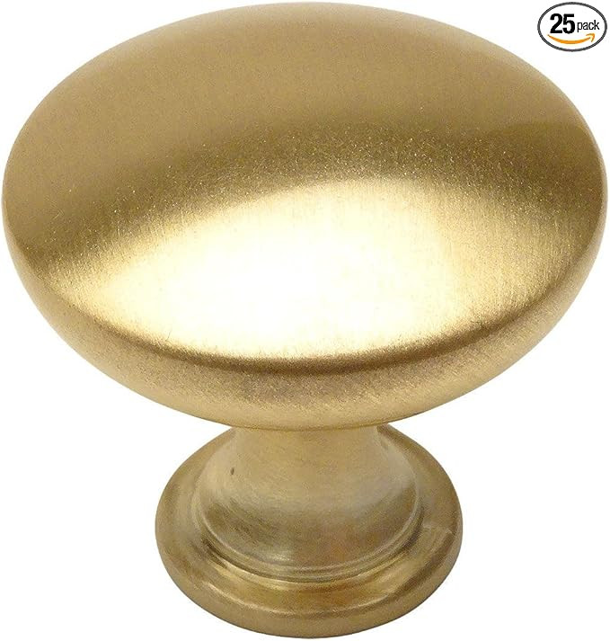 Cosmas 25 Pack 5305BB Brushed Brass Traditional Round Solid Cabinet Hardware Knob - 1-1/4" Diamet... | Amazon (US)