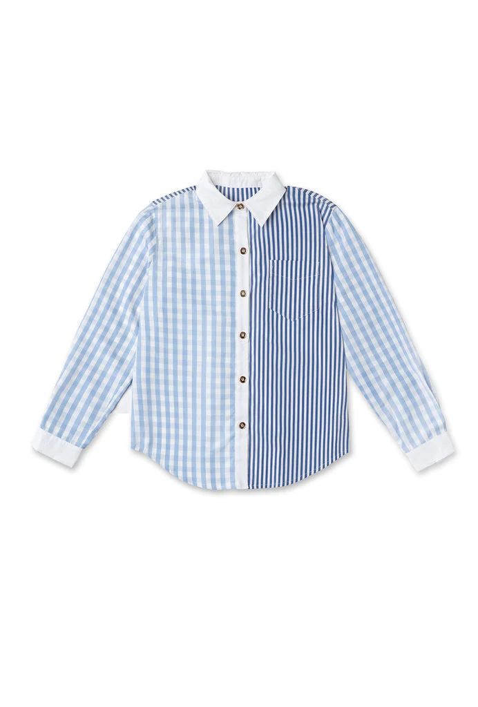 Mel Mixed Button Down Shirt - Blue Stripe - Final Sale | Shop BURU