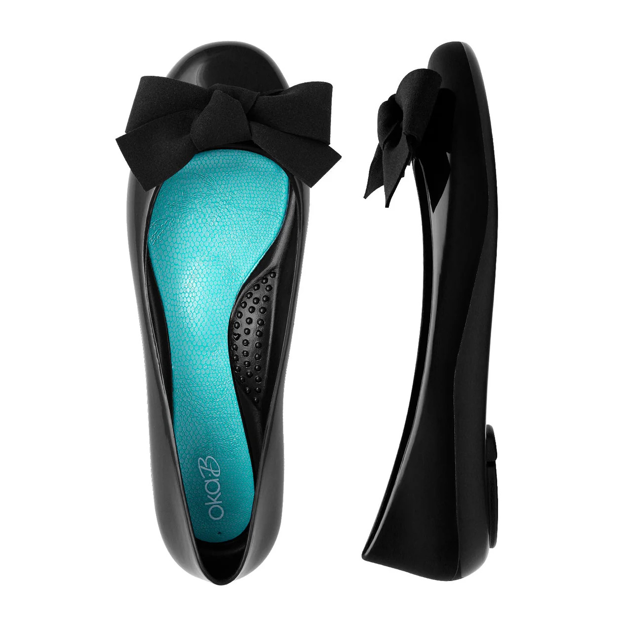 Pollie | Comfortable Jelly Shiny Bow Ballet Flats | Oka-B | Oka-B