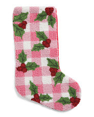 12x20 Cottage Charm Holly Hooked Stocking | Garlands & Trimmings | Marshalls | Marshalls