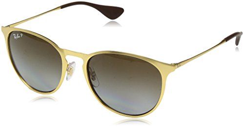 Ray-Ban RB3539 Erika Round Metal Sunglasses, Matte Gold/Polarized Brown Gradient, 54 mm | Amazon (US)