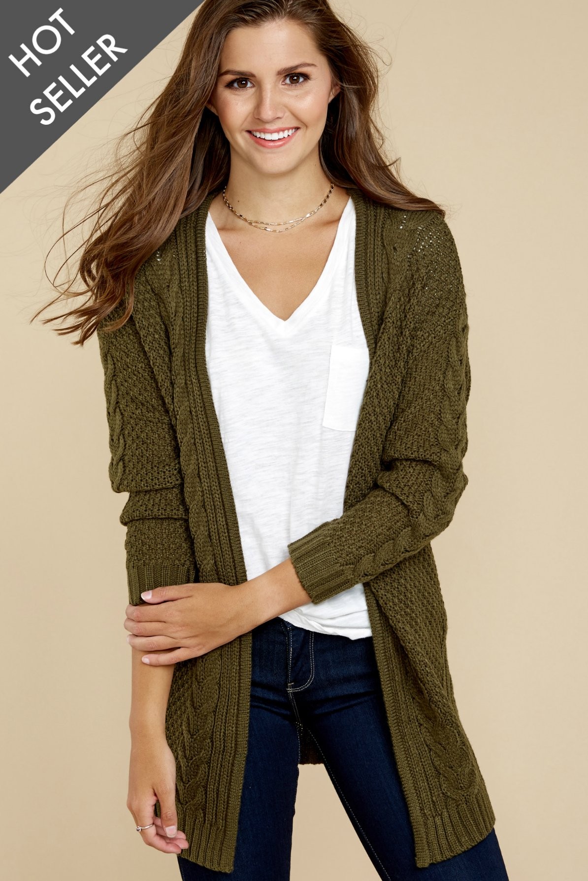 Casual Days Olive Green Cardigan | Red Dress 