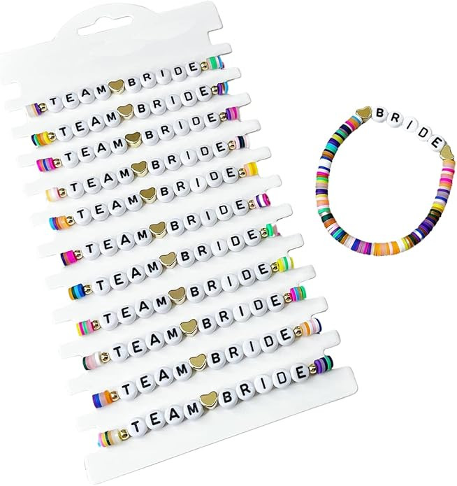 12 Pcs Bachelorette Favor Handmade Beaded Bracelet | Bridesmaid Proposal Gifts, Bachelorette Part... | Amazon (US)