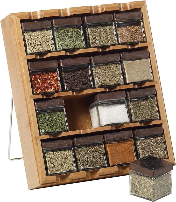 Kamenstein Bamboo Inspirations Spice Rack with Leaf Labels, 16-Cube | Amazon (US)