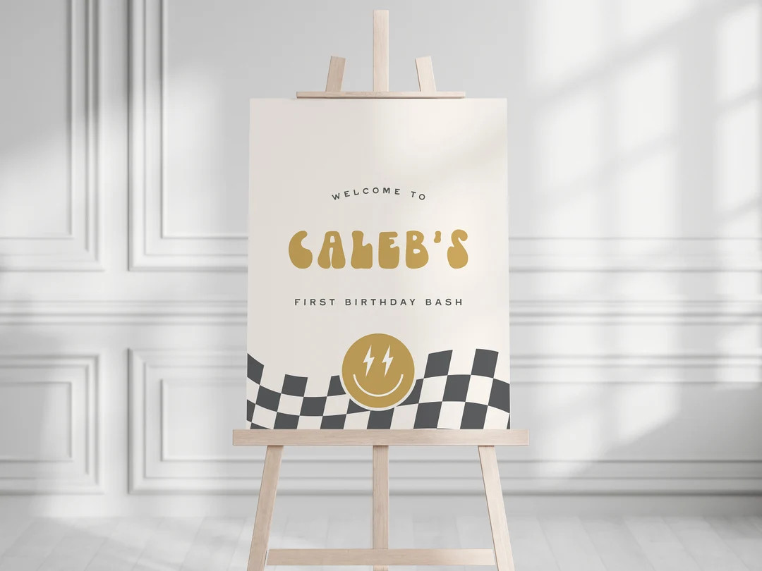 One Happy Dude Birthday Welcome Sign, Retro One Happy Dude, One Rad Dude, Editable Digital Templa... | Etsy (US)