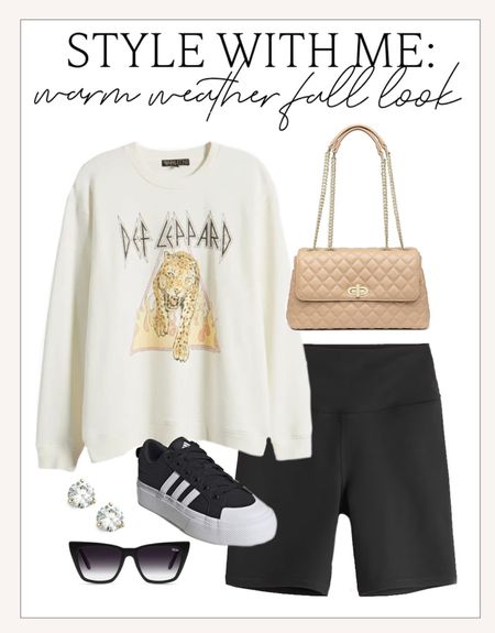 Comfy and cute fall outfit idea! Love a good pair of biker shorts!

#comfyfalloutfit #graphicpullover #amazonfashion #adidas

Adidas platform sneakers. Def Leppard pullover. Designer inspired handbag. Black biker shorts. Warm weather fall outfit. Casual fall fashion  

#LTKfindsunder100 #LTKstyletip #LTKSeasonal