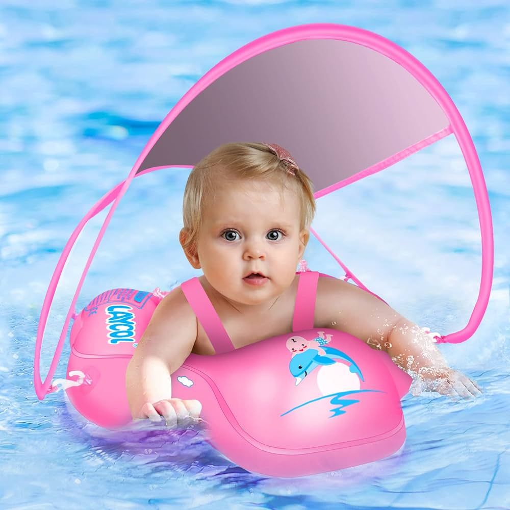 LAYCOL Baby Swimming Float with UPF50+ Sun Canopy Baby Floats for Pool Safety-Add Tail No Flip Ov... | Amazon (US)