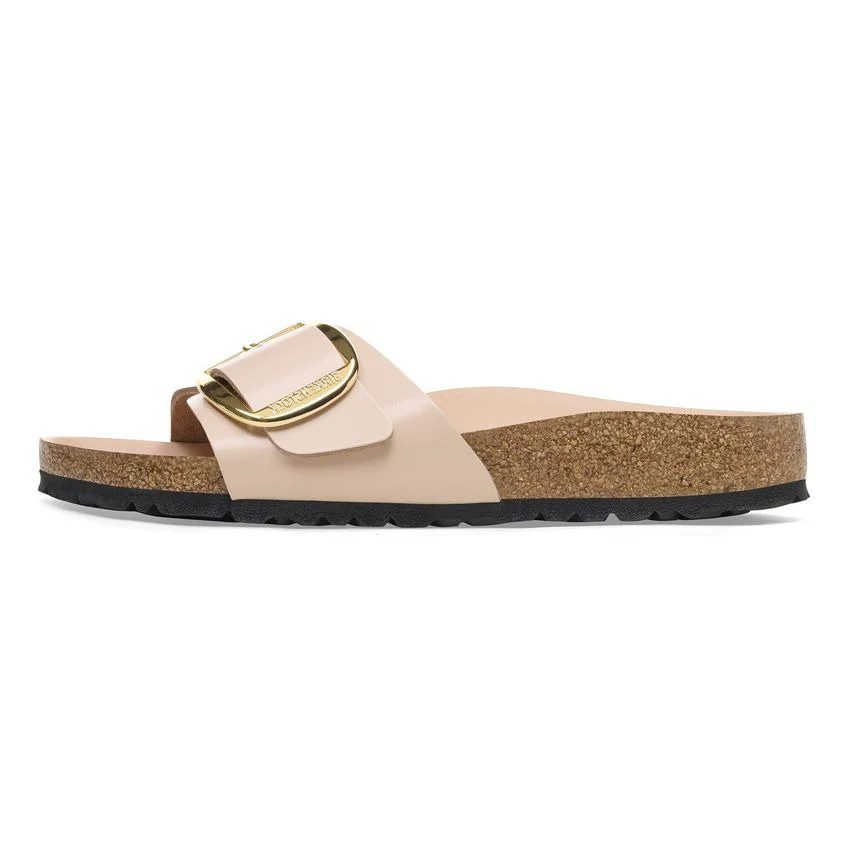 (WMNS) Birkenstock Madrid Big Buckle Natural Leather Patent Narrow FIt Sandals ' High Shine New Beige' 1026496 | KICKS CREW