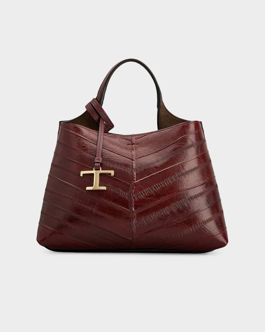 Chevron Eel Leather Top-Handle Bag | Neiman Marcus