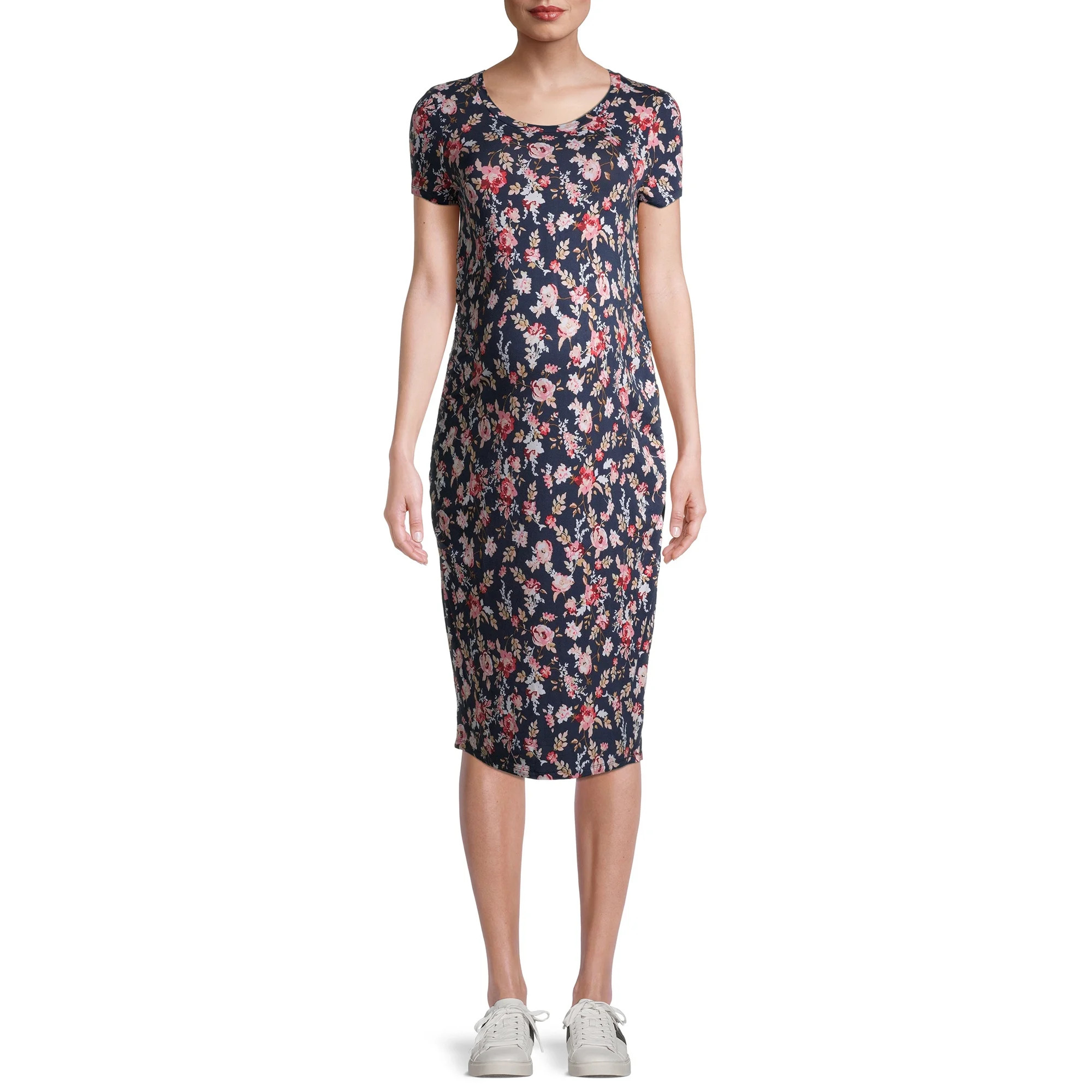 Time and Tru Women's Maternity Short Sleeve Bodycon Dress | Walmart (US)